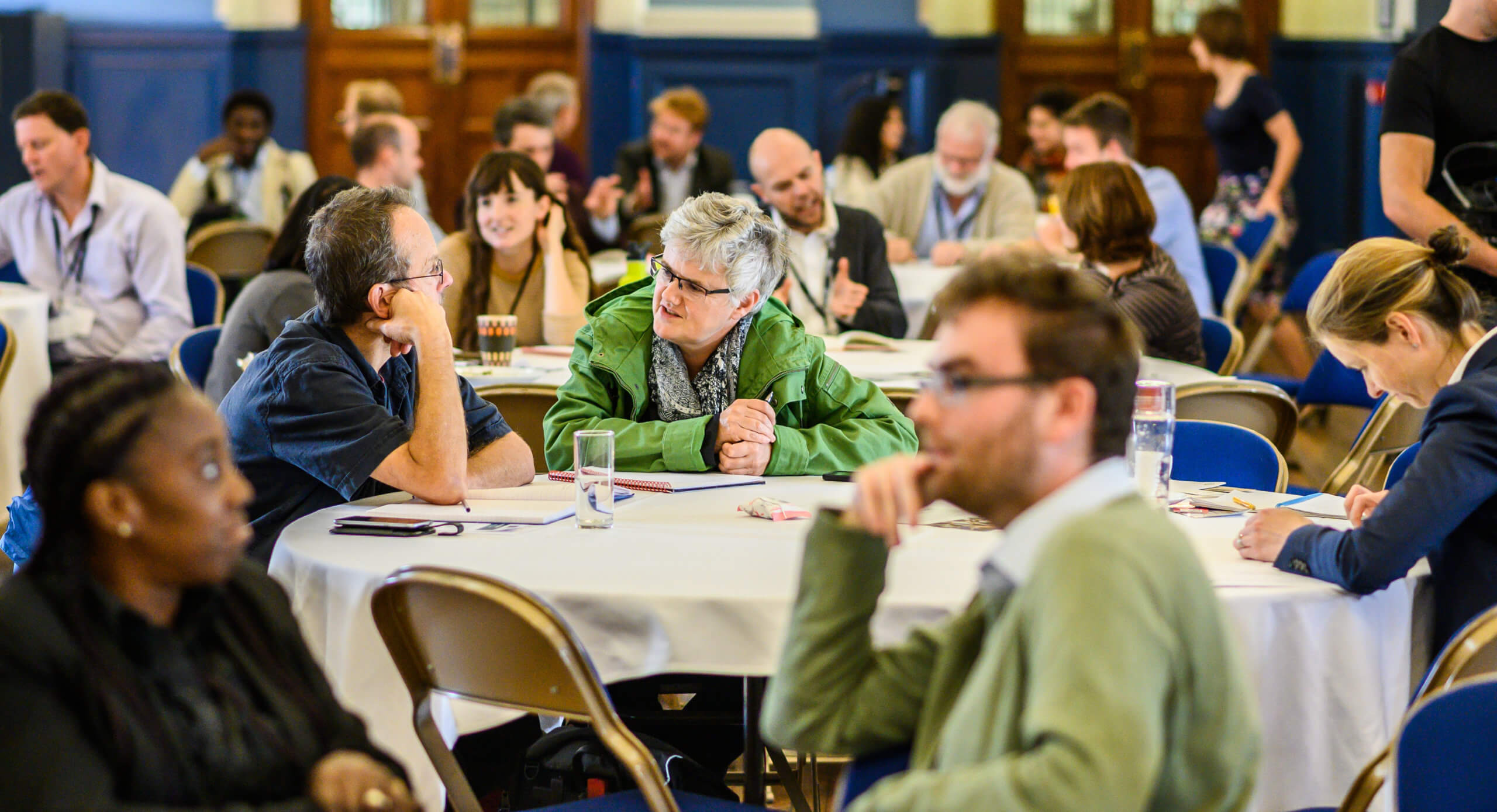 Attendees chat at OxFutures Conference, Oxford Town Hall Friday 27th September 2019